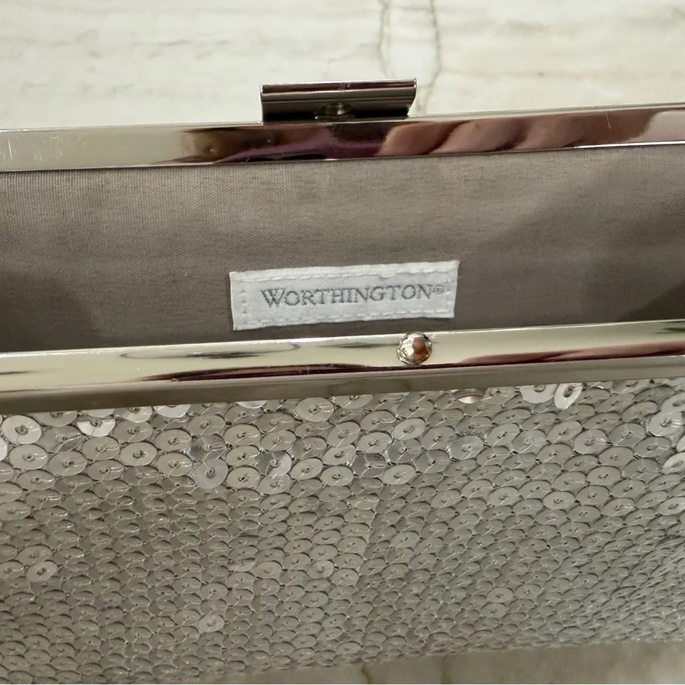 Worthington Silver Sequin Clutch